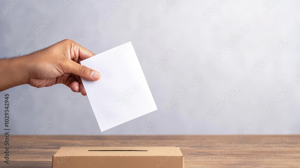Get out the vote Close-up of a hand dropping a ballot into a voting box, voting, civic participation Get out the vote Close-up of a hand dropping a ballot into a voting box, voting, civic participation