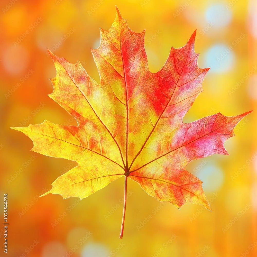 Fototapeta premium Vibrant Maple Leaf Symphony: A Kaleidoscope of Autumn Foliage Colors