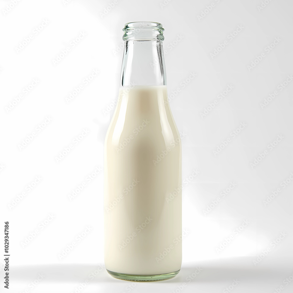 Frische Milch in einer Glasflasche auf hellem Hintergrund Frische Milch in einer Glasflasche auf hellem Hintergrund