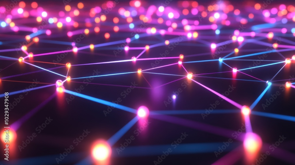 Glowing nodes linked by dynamic lines, symbolizing the rapid advancement of digital connectivity. Glowing nodes linked by dynamic lines, symbolizing the rapid advancement of digital connectivity.