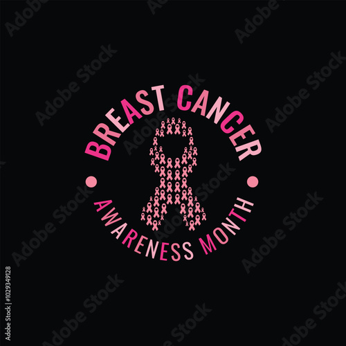Breast Cancer Awareness Vector T Shirt Design. Pink Ribbon Vector Design. Colorful T-shirt displaying.
