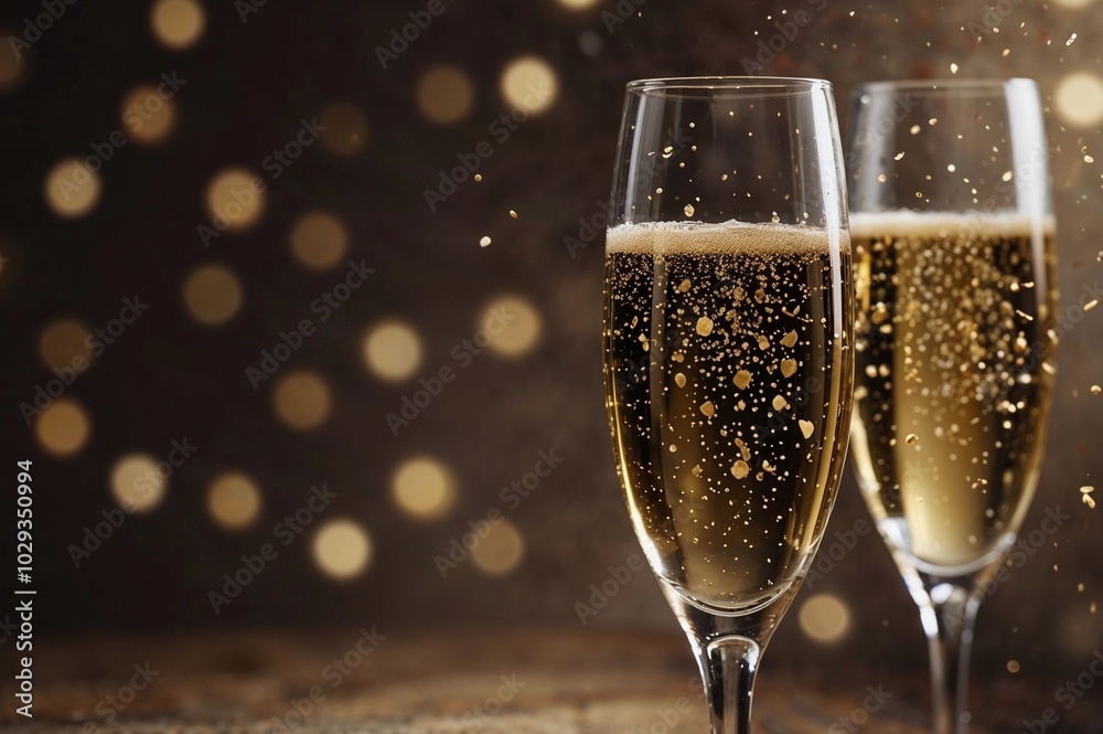 two glasses of champagne on a festive background two glasses of champagne on a festive background