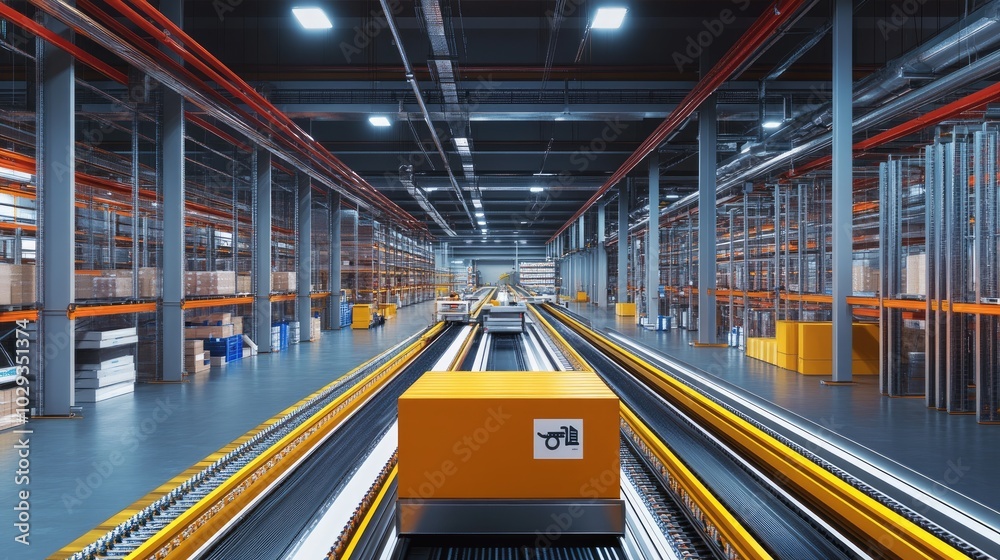 Fototapeta premium High-tech logistics center with real-time shipment tracking and automated sorting systems