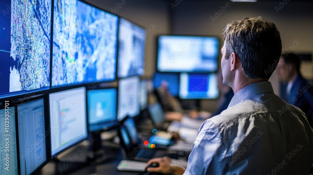 High-tech operations center with logistics professionals using advanced tools to optimize supply chain management High-tech operations center with logistics professionals using advanced tools to optimize supply chain management