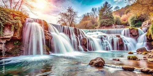 Vintage Style Time Lapse of Ciseli Waterfall in Ordu Province, Turkey - Nature Beauty in 4K photo