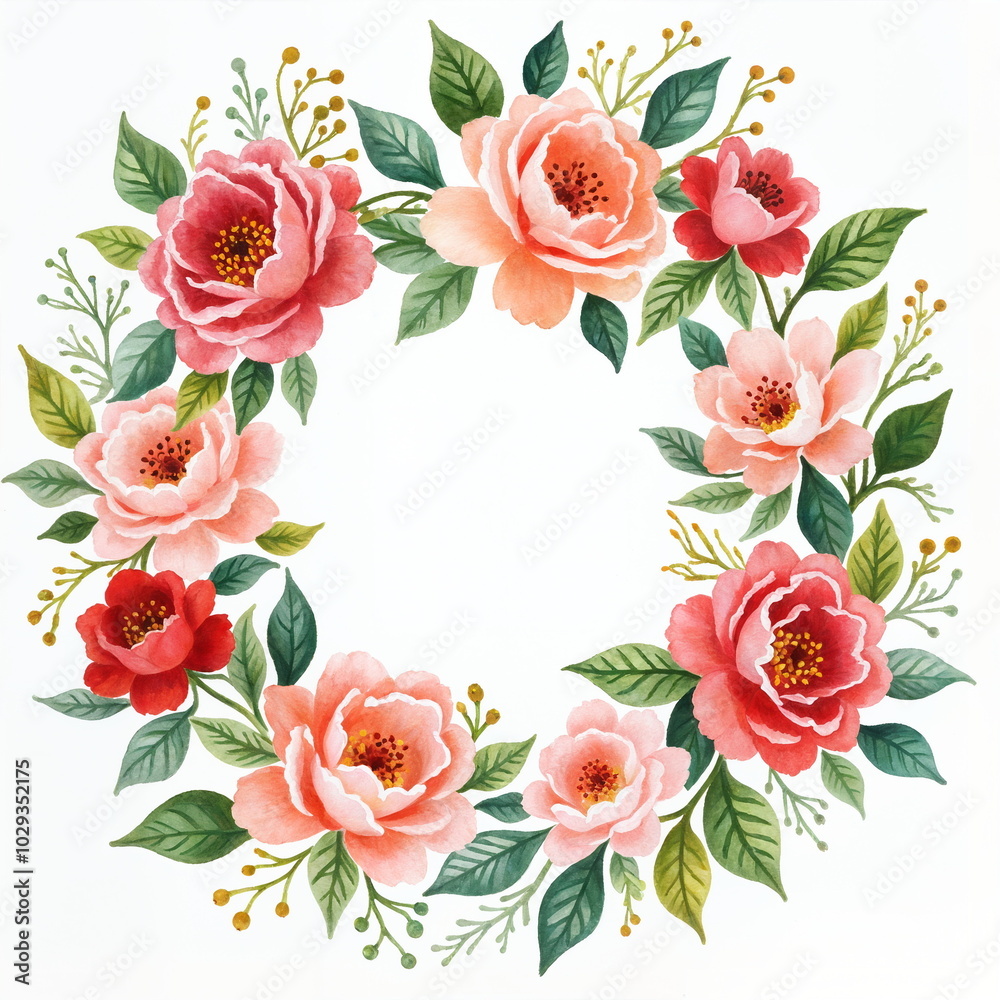 Watercolor wreath of Flower background Watercolor wreath of Flower background