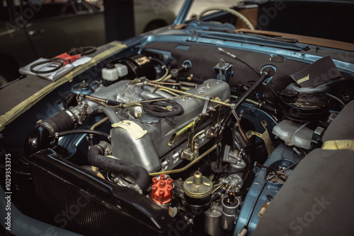 Wallpaper Mural Engine under the bonnet of a classic motor which undergoing full restoration Torontodigital.ca