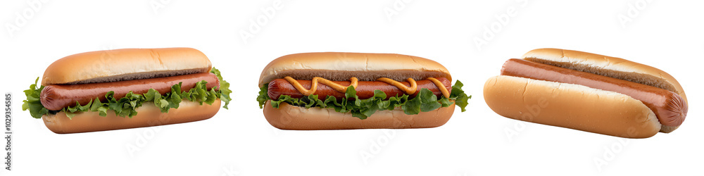 Hot dogs with lettuce, white isolate background transparent background Hot dogs with lettuce, white isolate background transparent background
