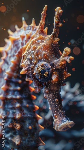 Close-up of a seahorse underwater, 4K hyperrealistic photo photo