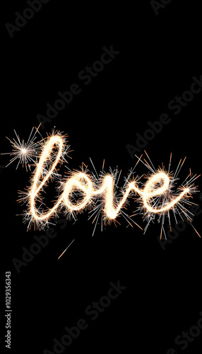 love sparkler isolated with white highlights, png