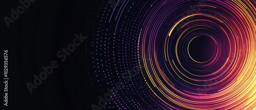 Abstract background with circles and lines in dark colors Modern design for a banner or poster on the theme of technology Generative AI