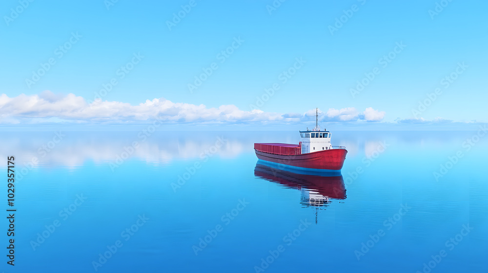 A stunning visualization of an impressive cargo ship cruising through tranquil ocean waters, under a brilliant sunny sky on a clear daytime. A stunning visualization of an impressive cargo ship cruising through tranquil ocean waters, under a brilliant sunny sky on a clear daytime.
