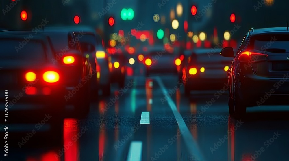 Traffic lights on a congested road. Traffic lights on a congested road.