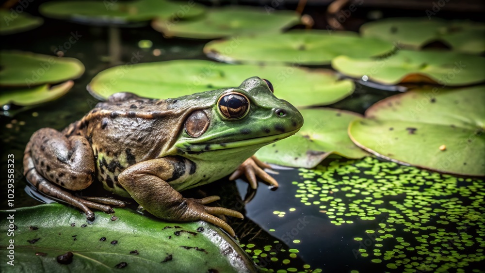 Frog in Polluted Pond: A Striking Environmental Commentary Frog in Polluted Pond: A Striking Environmental Commentary