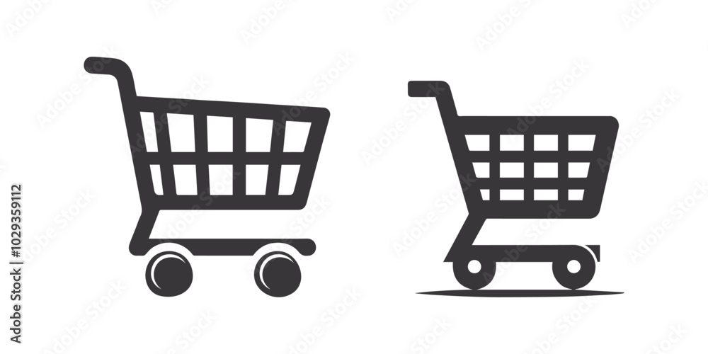 Vector shopping cart icon on white background. Vector shopping cart icon on white background.