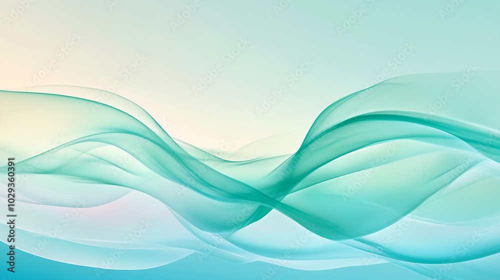 Fototapeta premium Abstract Teal Waves Flowing Lines Smooth Texture Digital Art Background