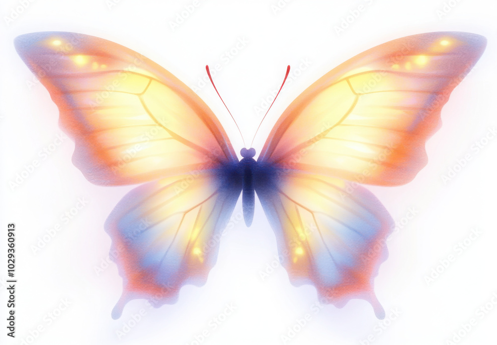 abstract blur gradient butterfly shape in pastel color, y2k style element for social post, banner, poster, png isolated on transparent background.