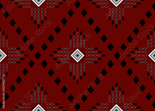 Ikat seamless pattern, geometric design, motif ethnic handmade, Ikat ethnic tribal, boho colors seamless wallpaper. Ethnic Ikat abstract background art. Illustration for greeting cards, printing
