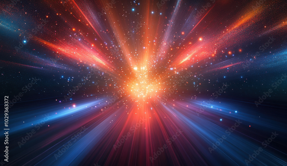 Naklejka premium Abstraction with rays and neon. Futuristic empty stage.