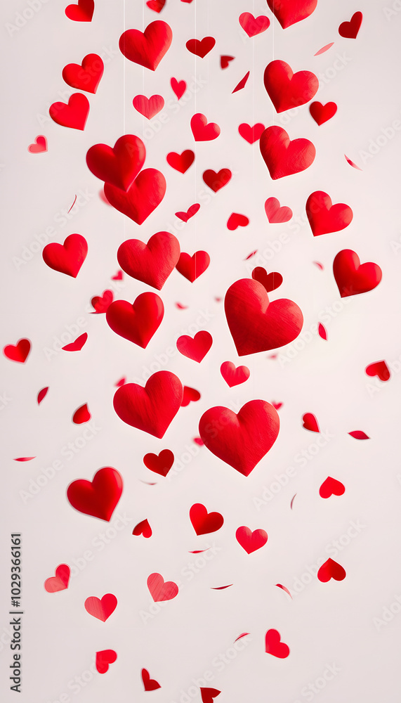 Red heart love confettis. Valentine's day falling isolated with white highlights, png Red heart love confettis. Valentine's day falling isolated with white highlights, png