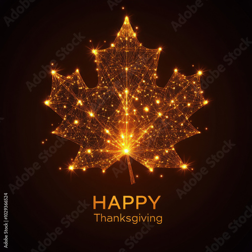 Happy thanksgiving day. Low poly Vector illustration.Abstract polygonal points