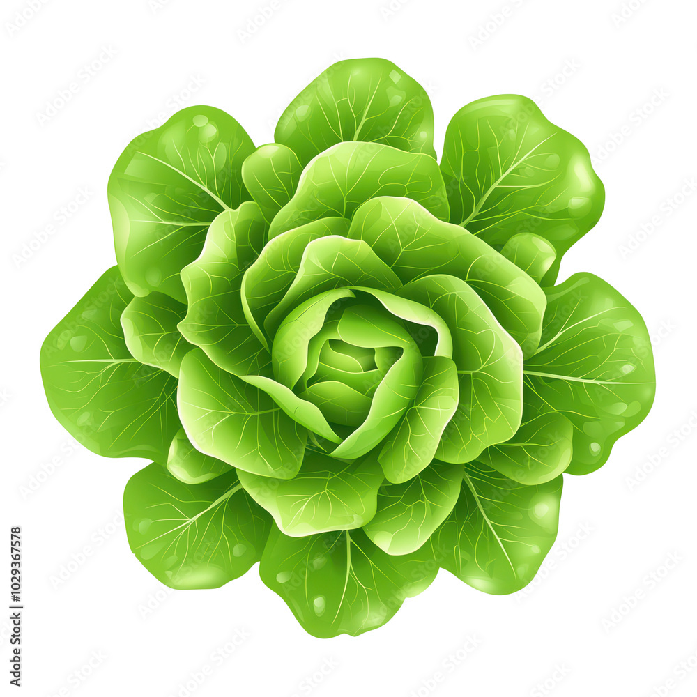 Obraz premium Fresh green lettuce with vibrant leaves, white isolate background. isolated on transparent background.