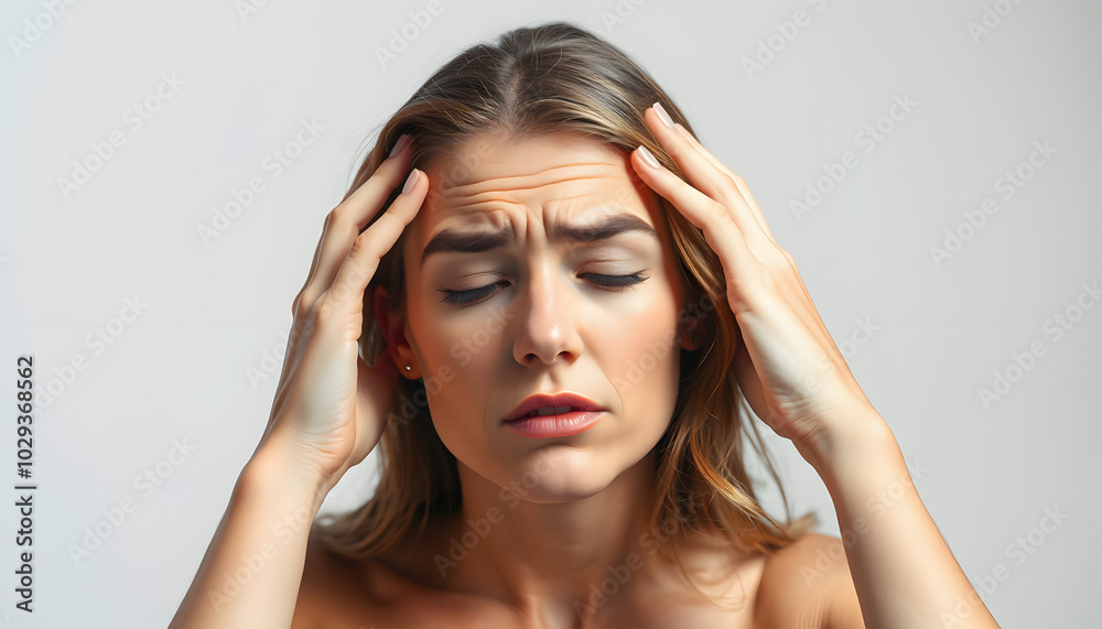 Stressed beauty isolated with white highlights, png Stressed beauty isolated with white highlights, png