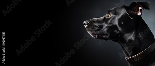 Black Dog Portrait with a Focus on the Eyes