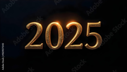 Happy New Year 2025. Creative Design element. black background. Beautiful overlay template for holiday Artistic Text on greeting card, flyer