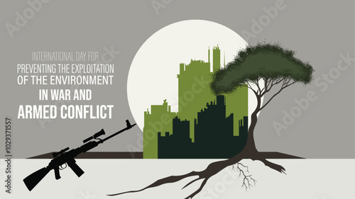 International Day for Preventing the Exploitation of the Environment in War and Armed Conflict. November 6. Holiday concept. Template for background, banner, card, poster