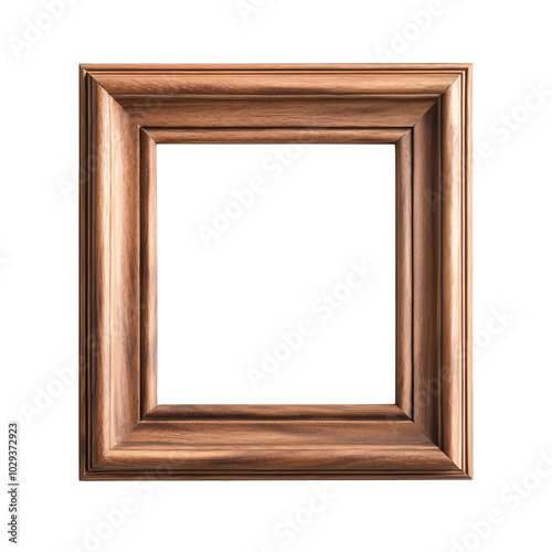 Wooden picture frame  white isolate background transparent background