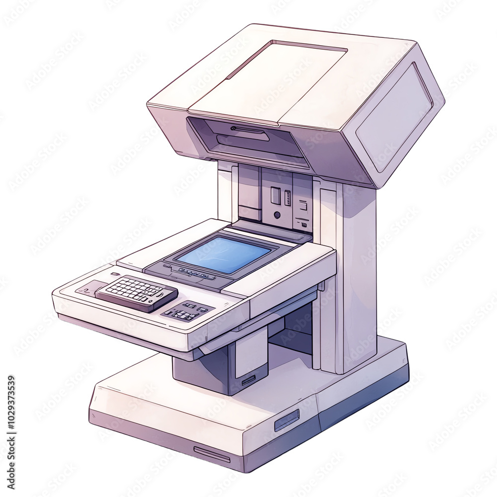 watercolor Modern photocopier with scanner, isolated view. transparent background watercolor Modern photocopier with scanner, isolated view. transparent background