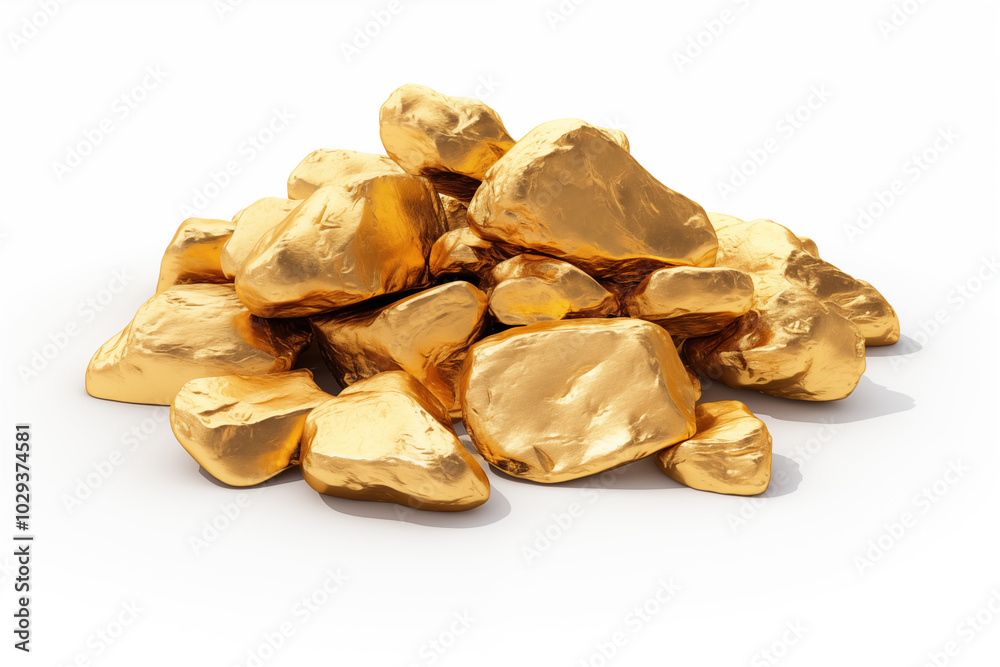 Gold nuggets on withe background. PNG cutout. Gold nuggets related themes. Gold investment. Buying and selling gold. Images for graphic designers. Isolated gold. Image for website