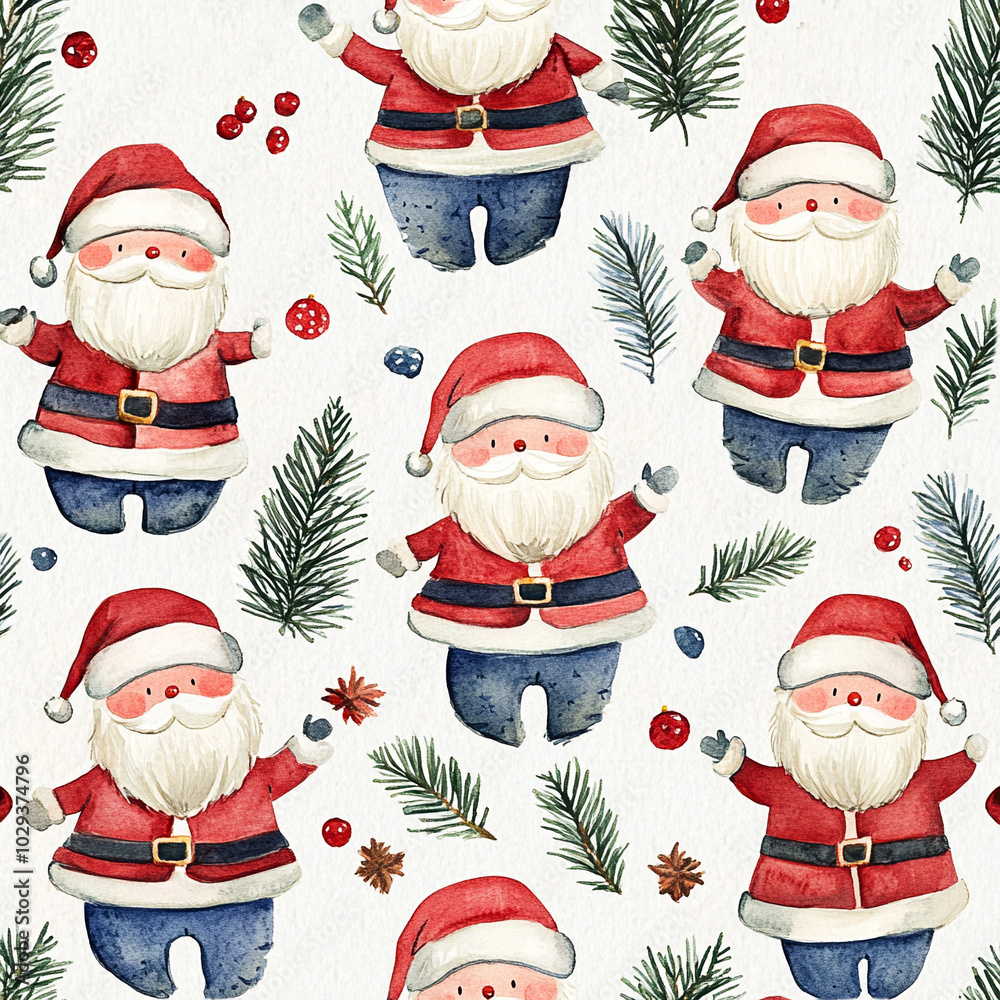 Christmas seamless pattern with Santa. Christmas seamless pattern with Santa.