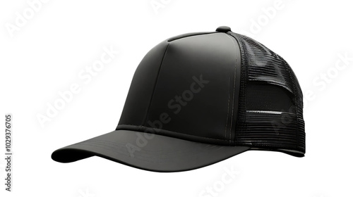 Isolated Black Trucker Cap Mockup