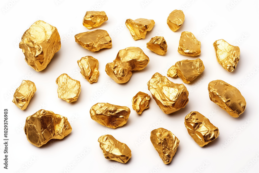 Top view gold nuggets on withe background. PNG cutout. Gold nuggets related themes. Gold investment. Buying and selling gold. Images for graphic designers. Isolated gold. Image for website Top view gold nuggets on withe background. PNG cutout. Gold nuggets related themes. Gold investment. Buying and selling gold. Images for graphic designers. Isolated gold. Image for website