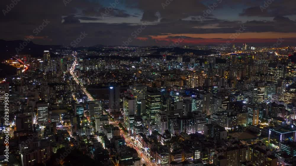 SEOUL, SOUTH KOREA - SEPTEMBER 7, 2024: Beautiful and stunning cityscape at night filled with vibrant lights SEOUL, SOUTH KOREA - SEPTEMBER 7, 2024: Beautiful and stunning cityscape at night filled with vibrant lights