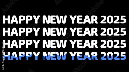 Happy New Year 2025 Scrolling Loop Text Animation Black and Green Background