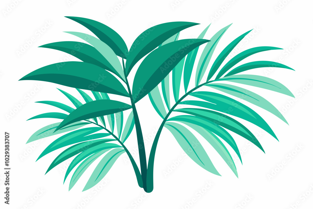 Tropical Palm Leaves Vector Illustration with Soft Gradients on White Background Tropical Palm Leaves Vector Illustration with Soft Gradients on White Background