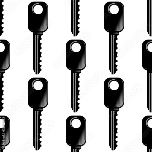 Vector key icon isolated on white background. Key icon. Lock or unlock sign. Padlock. Lock symbol. Unblock. Password icon. Access sign. Private access. Logo template. Seamless pattern.