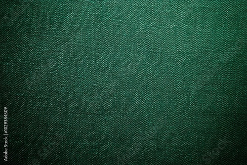Dark green background with the texture of canvas fabric. Background for design, print, and wallpaper. Flat lay, top view.