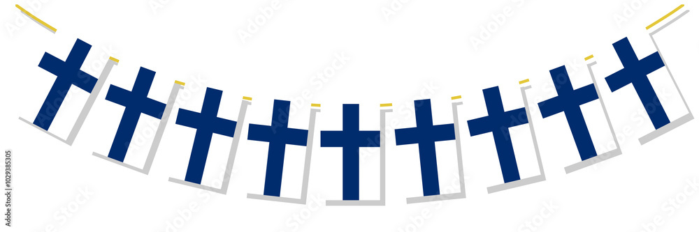 Fototapeta premium Finland flag, bunting flag of finland, country flag of finland, finland, country flag, country, flag, bunting flag of finland on white, bunting flag of finland png, png, banner, banner of finland flag