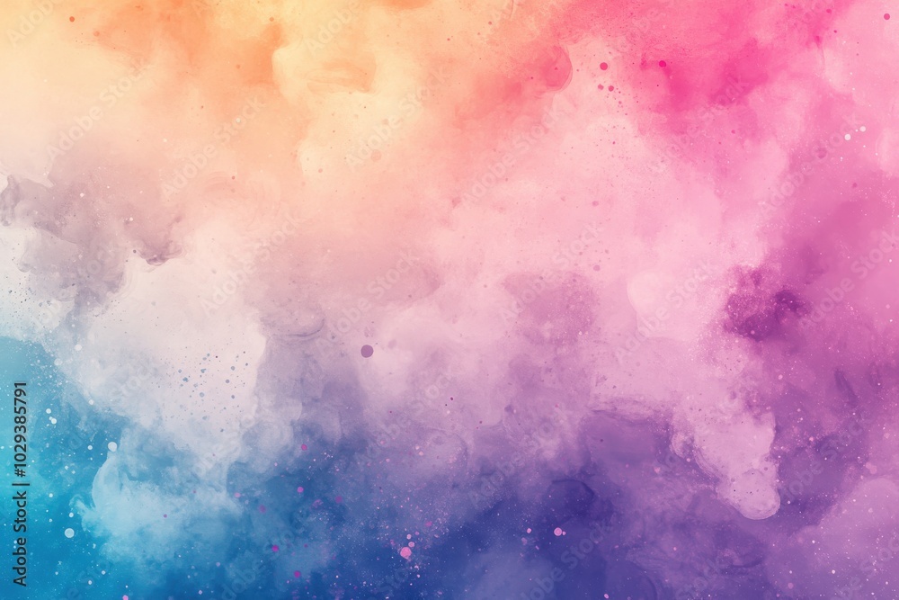 Fototapeta premium Vibrant pastel watercolor blend with pink, orange, and blue hues. 
