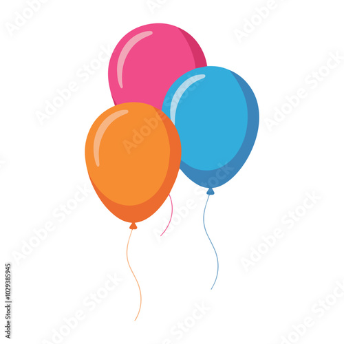 Colorful balloons icon on a background. Vector illustration, ideal for celebration and party themes.