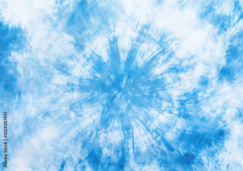 Bright blue tie-dye burst with white accents.
Bright blue tie-dye burst with white accents.