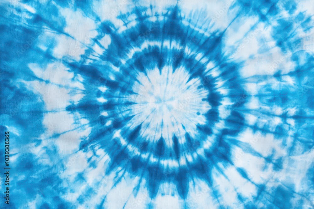 Obraz premium Bright blue and white tie-dye spiral pattern. 