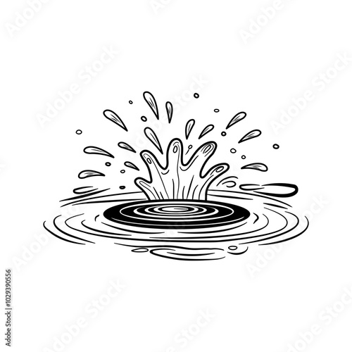 Hand drawn illustration of puddle splash 
