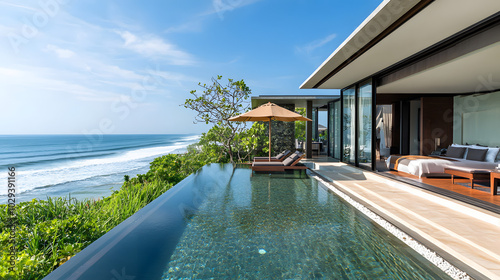 A five-star hotels exclusive beachfront villa with a private pool overlooking the ocean. photo