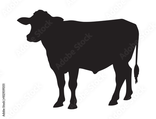 Cow silhouette, vector illustration. Ideal for farm, livestock, and agricultural-themed artwork.