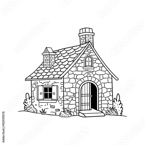 Hand drawn illustration of a vintage barn with a rustic wooden exterior